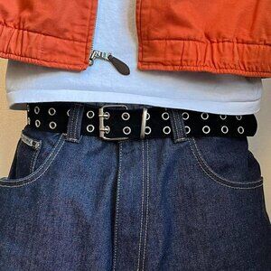 y2k 2000s round studded black and silver velour grunge emo belt